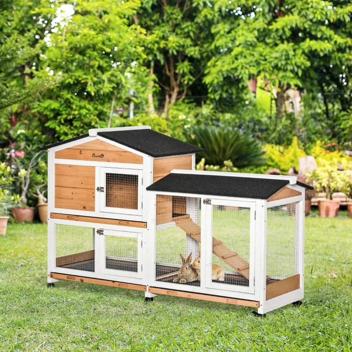 Rabbit Hutch Outdoor with Run Guinea Pig Hutch 2-T - Image 1