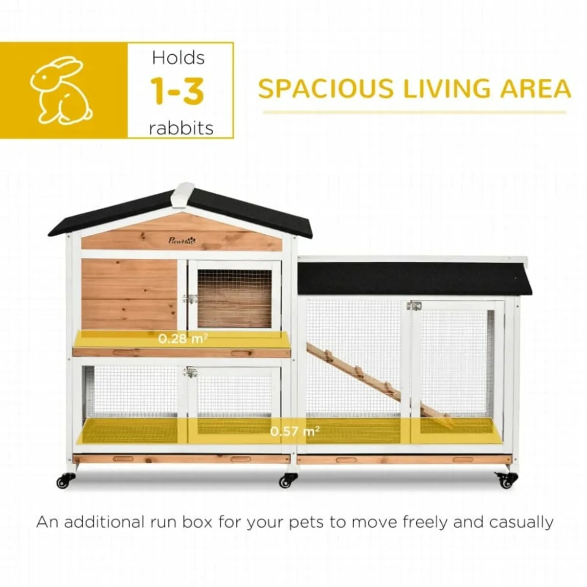 Rabbit Hutch Outdoor with Run Guinea Pig Hutch 2-T - Image 4
