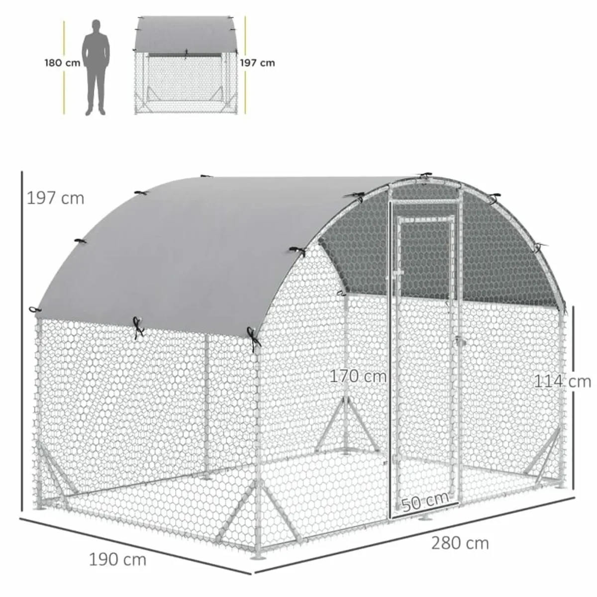 Walk In Chicken Run Galvanised Chicken Coop Hen Po - Image 2