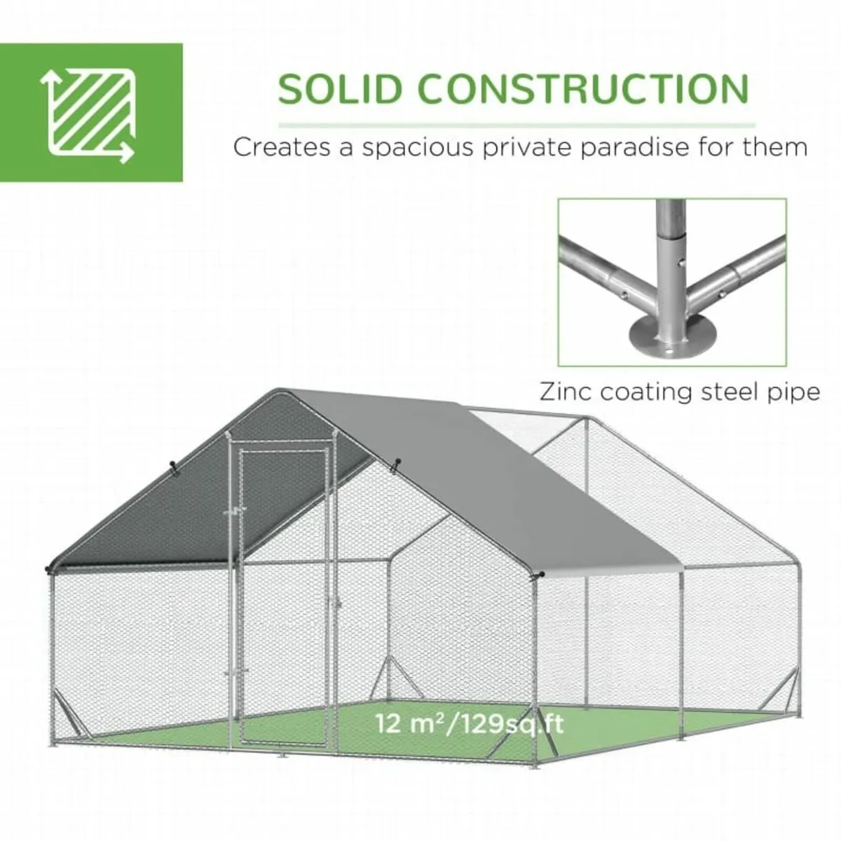 Walk In Chicken Run Galvanized Chicken Coop Hen Po - Image 3
