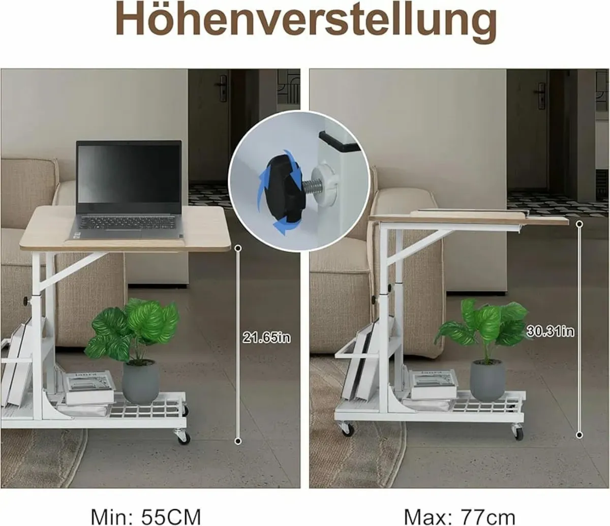 Height-Adjustable Side Tables, C-Shape Laptop Tabl - Image 4