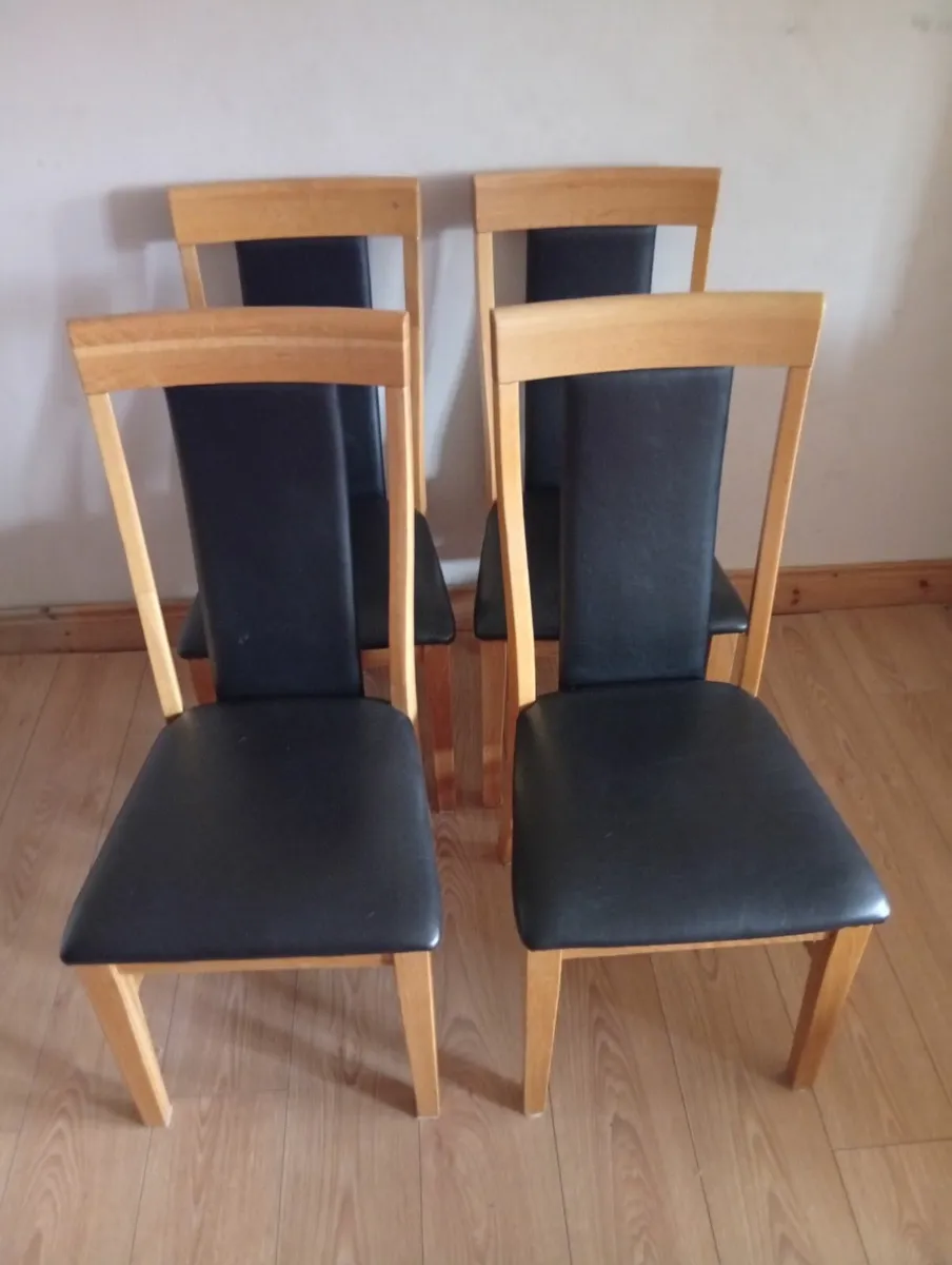 Oak Leather Quality dining chairs set 6months - Image 4