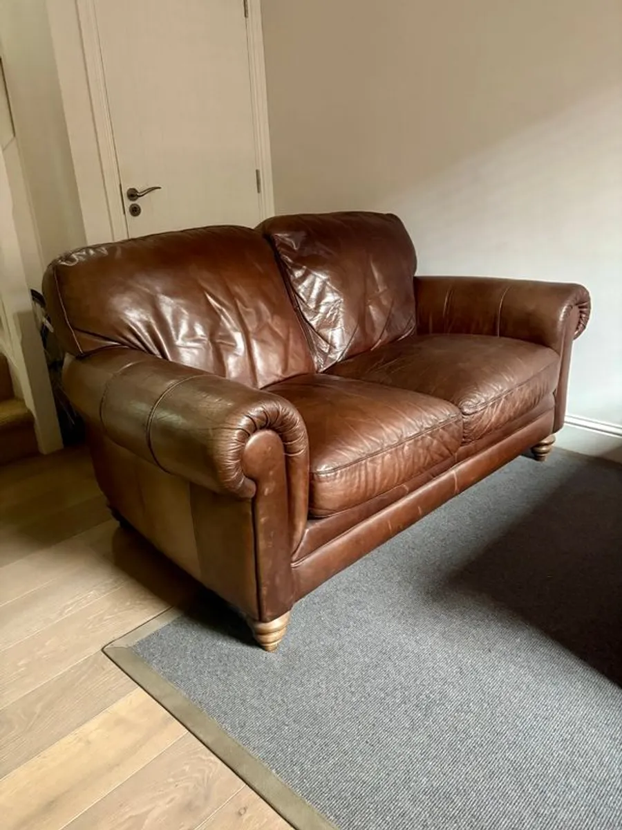 Natuzzi natural Leather Sofa. Restored classic - Image 2
