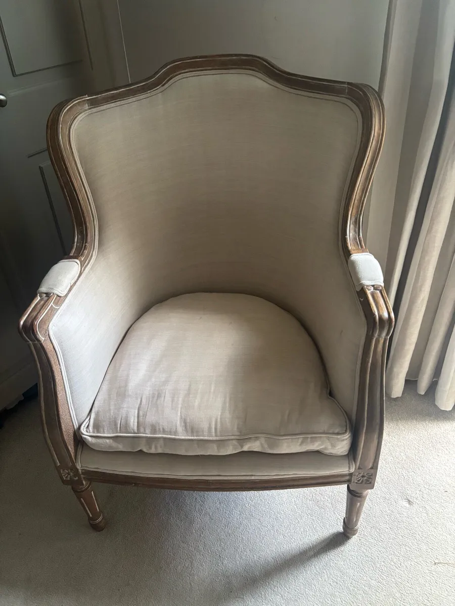 Limed Oak and stone colour fabric chair - Image 1