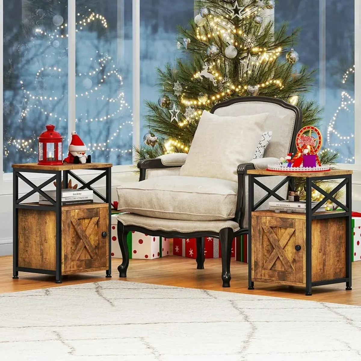 Set of 2 Side Table, Bedside Table with Storage Ca - Image 1