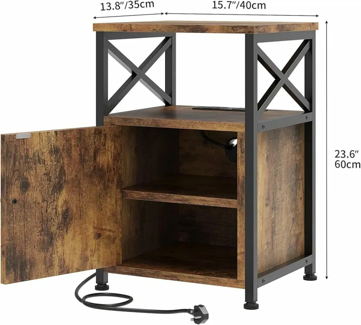 Set of 2 Side Table, Bedside Table with Storage Ca - Image 2