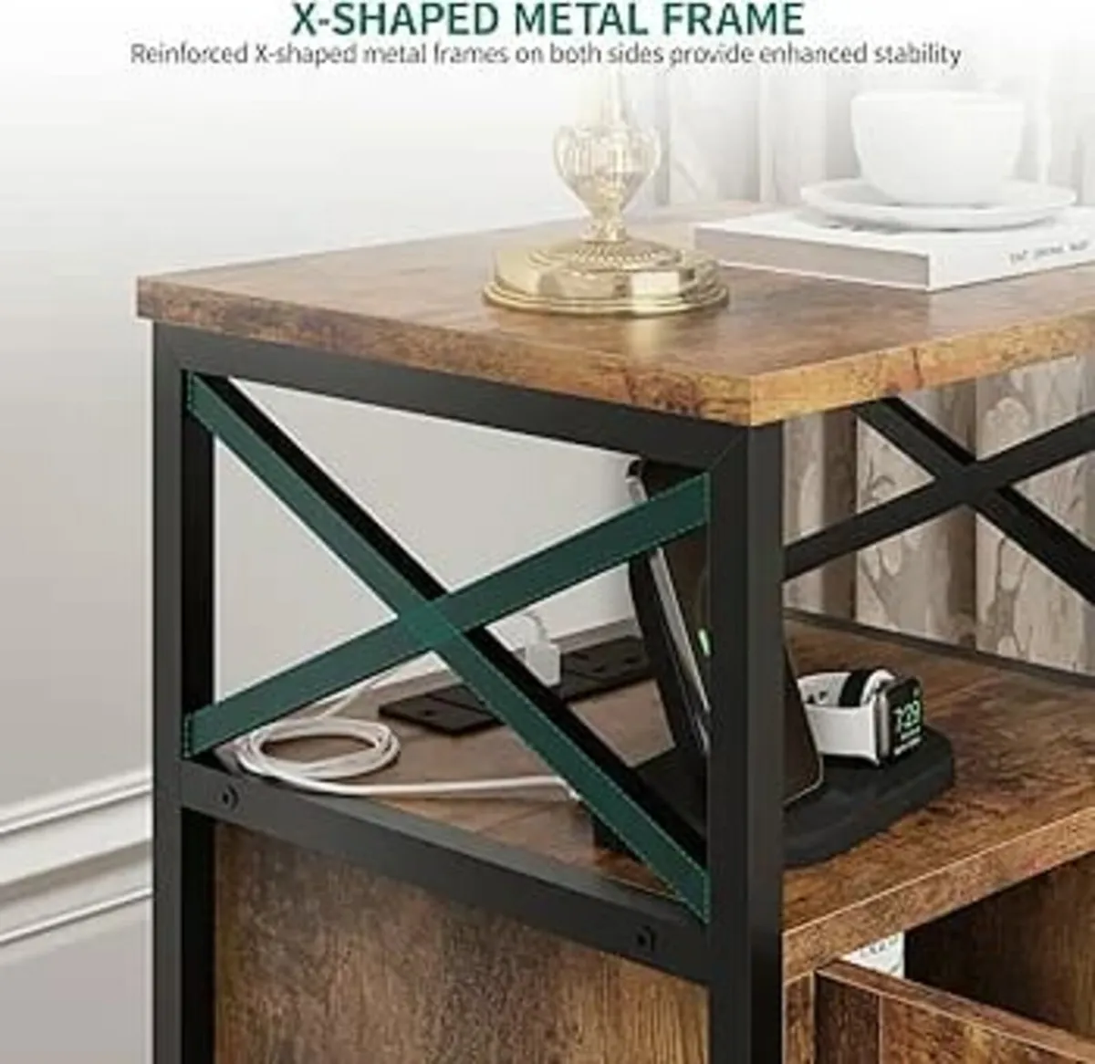 Set of 2 Side Table, Bedside Table with Storage Ca - Image 3