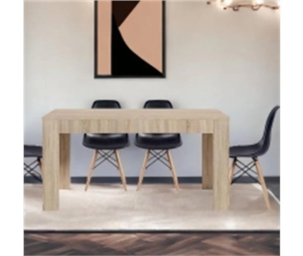 6 Seater Wooden Dining Table Set Nordic Style Oak - Image 2