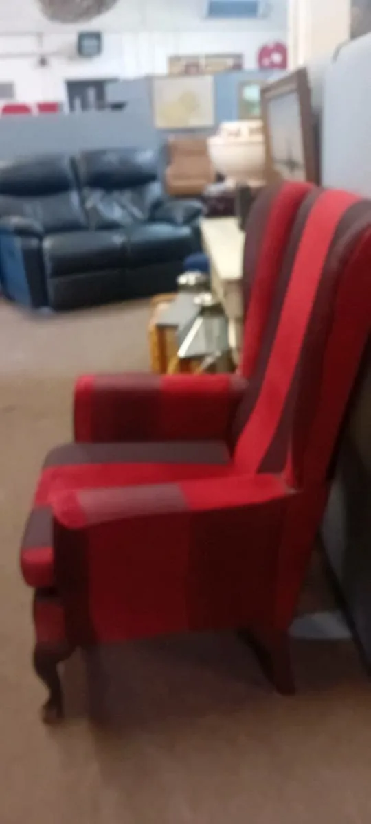 Modern Fabric Wingback Armchair - Image 2