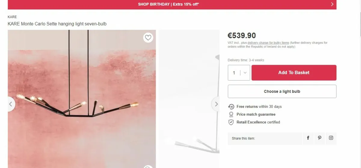 Kare Design ceiling light new in Box Rose Gold - Image 4