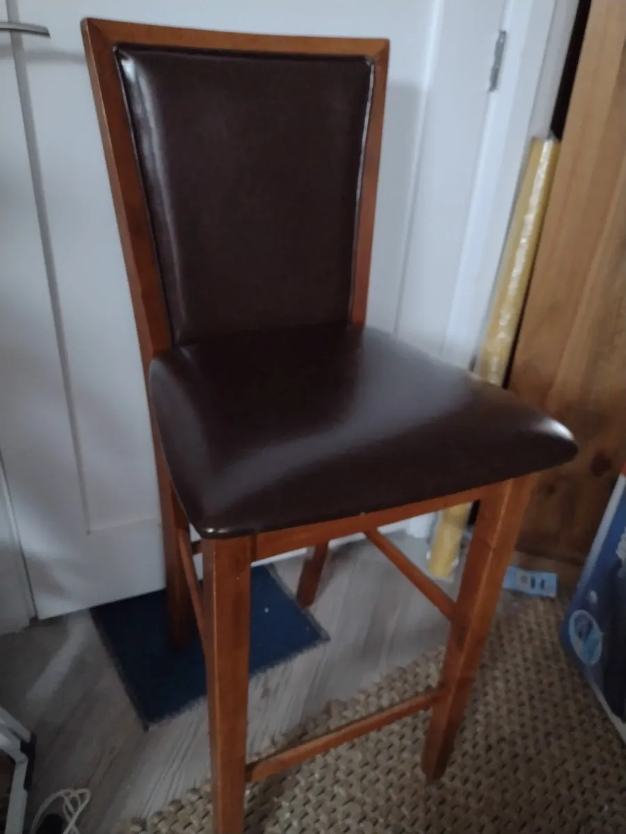 Tall kitchen bar stool walnut frame - Image 3