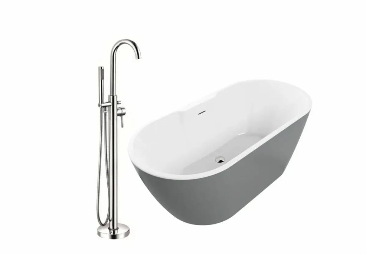 ONLY 2 LEFT!! Freestanding Bath & Tap Deal - Grey!