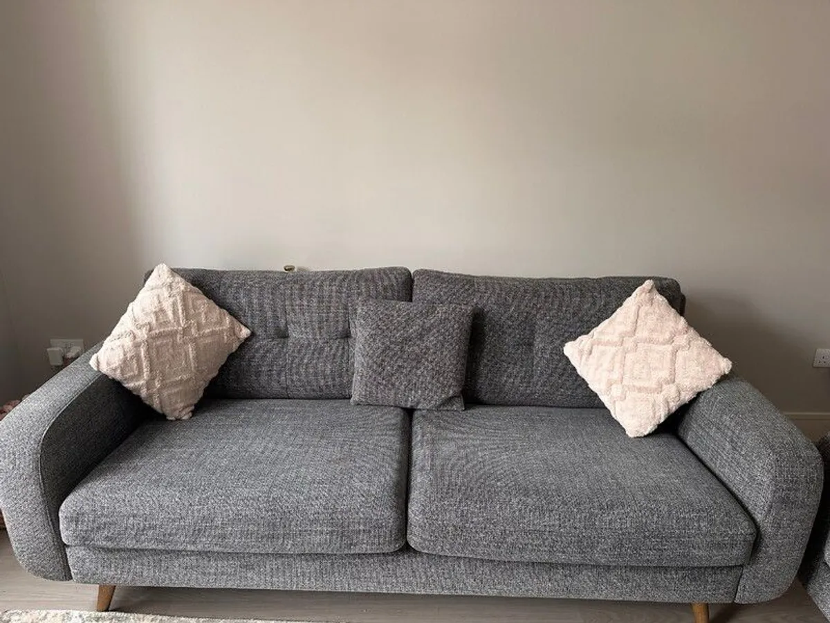 Charcoal 3 + 2 Seater Sofa Set + Footstool - Image 2