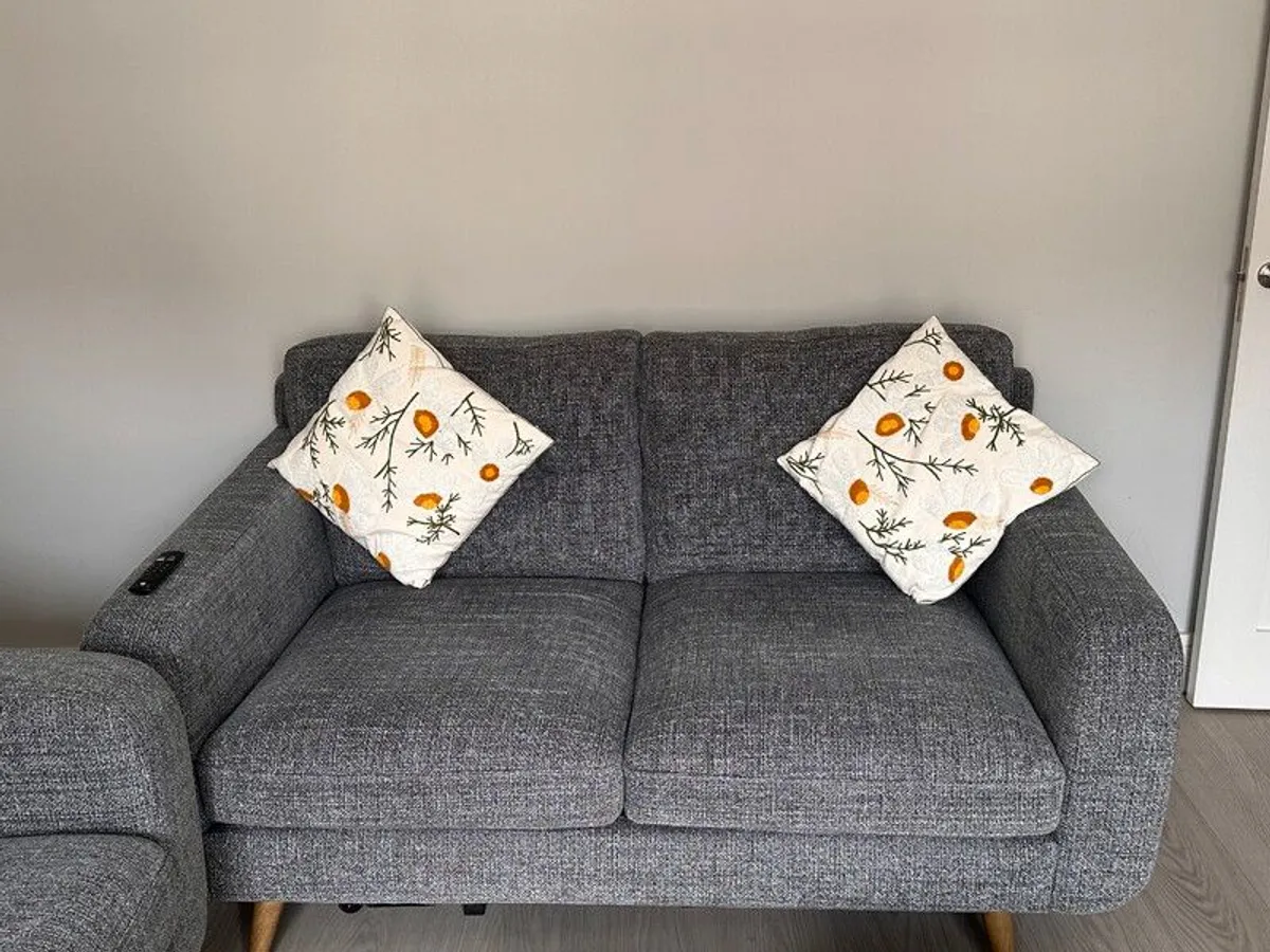 Charcoal 3 + 2 Seater Sofa Set + Footstool - Image 3