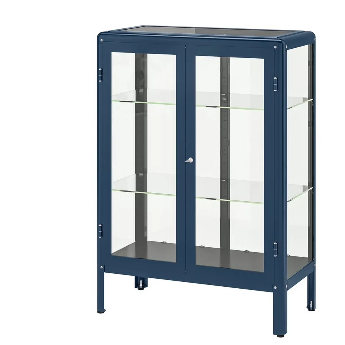IKEA FABRIKÖR Glass-door cabinet, black-blue - Image 1