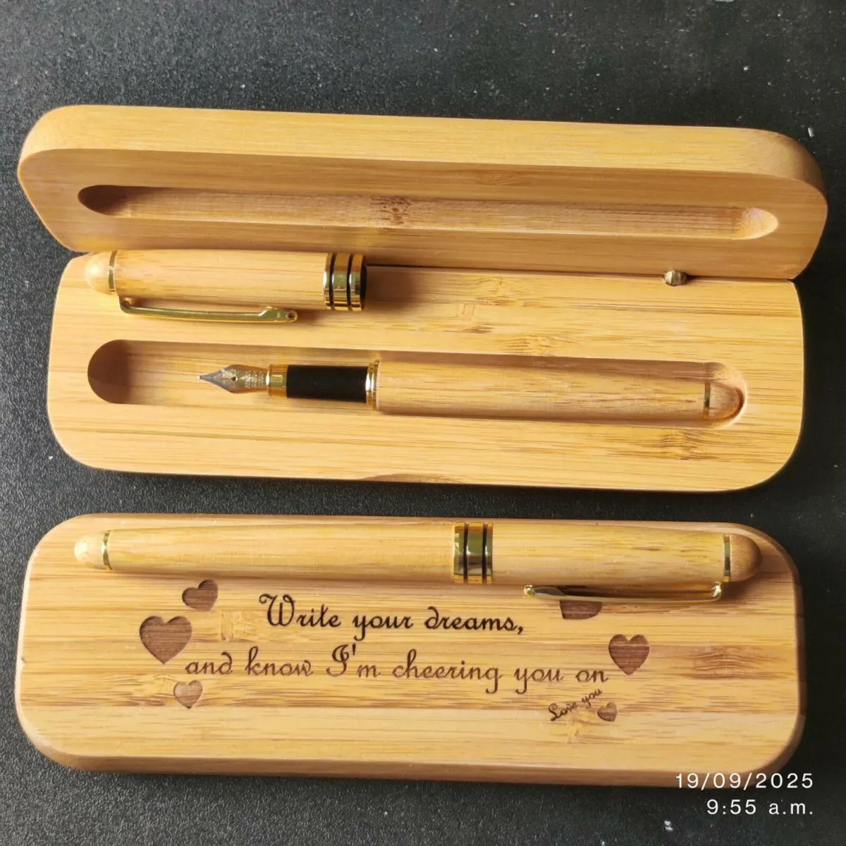 Personalized Bamboo Pen with Engraved Case - Image 1