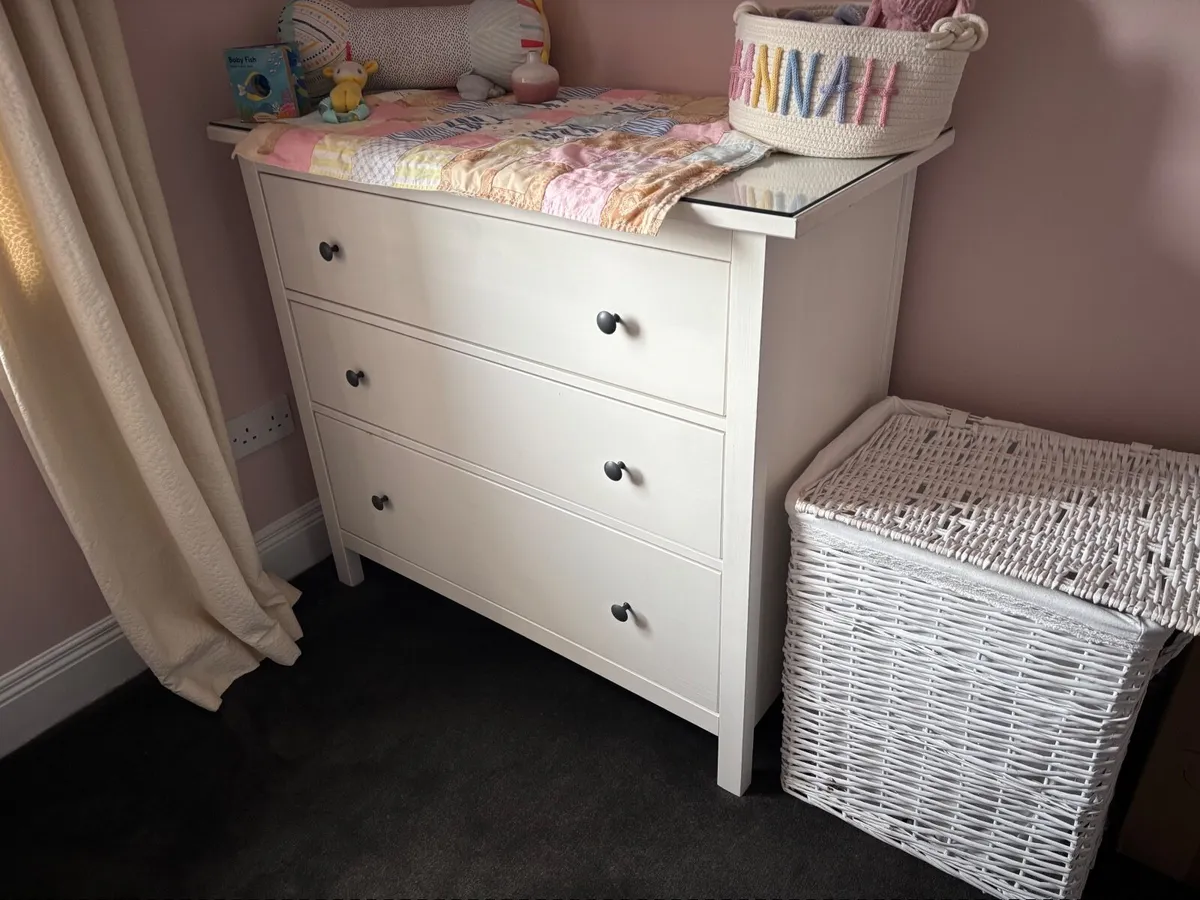 White 3-Drawer Dresser - Image 1