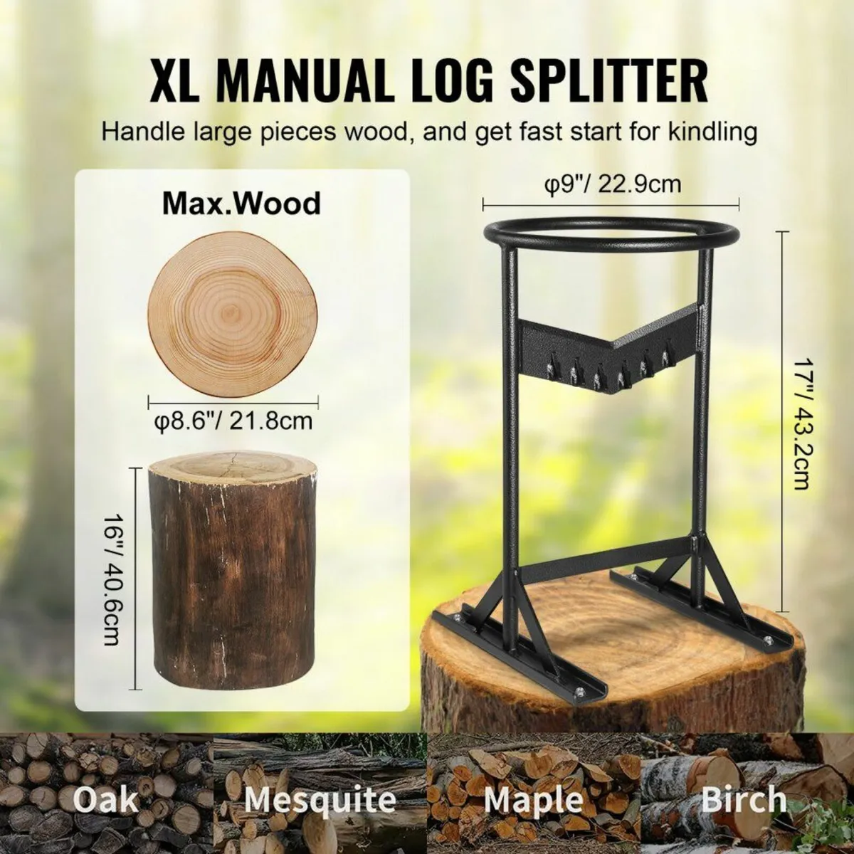 Wood Splitter, XL Log Splitter for 8.6" Dia. Wood - Image 4