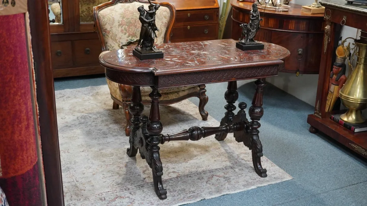 Victorian Carved Mahogany Center Table - Image 1