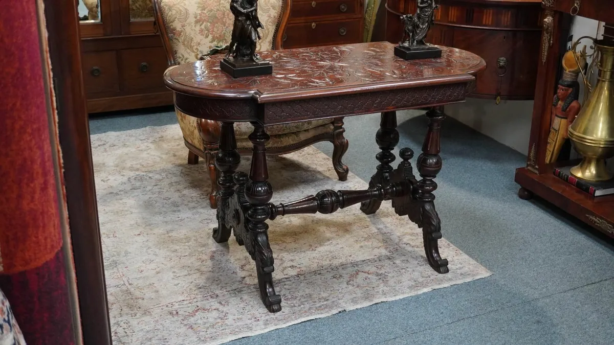 Victorian Carved Mahogany Center Table - Image 2