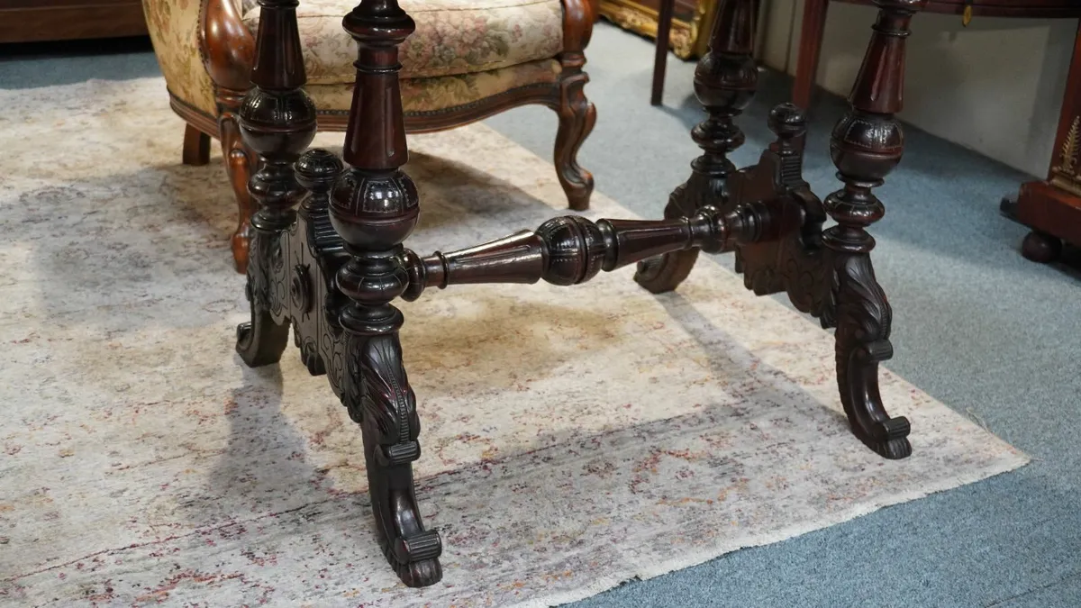 Victorian Carved Mahogany Center Table - Image 4