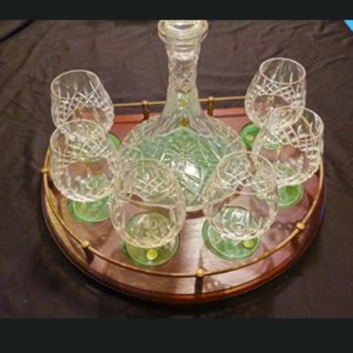 Clarinbridge Crystal Brandy Set.  6 Glasses + Deca - Image 2