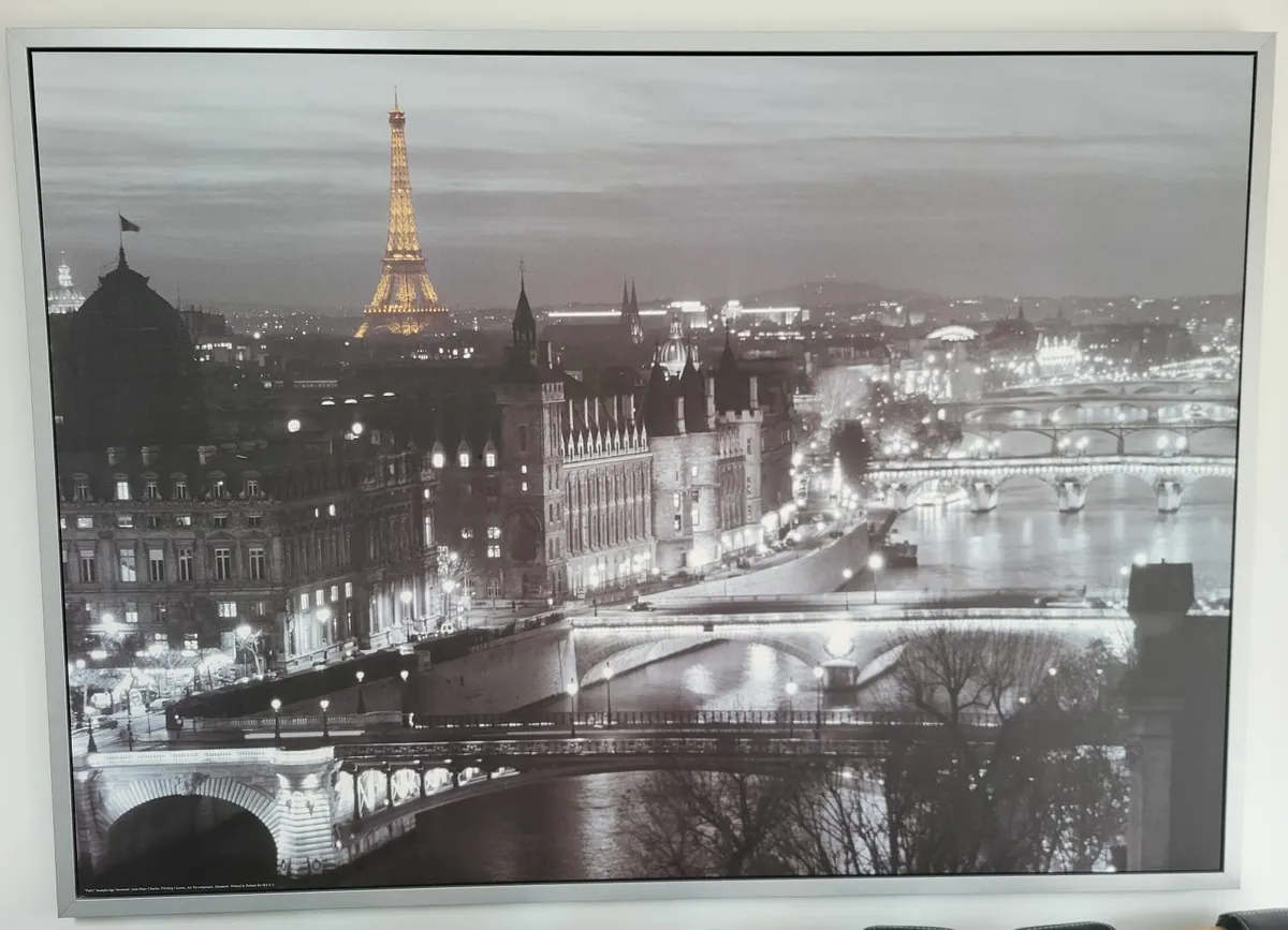 2 Large Grey Framed pictures - Image 1