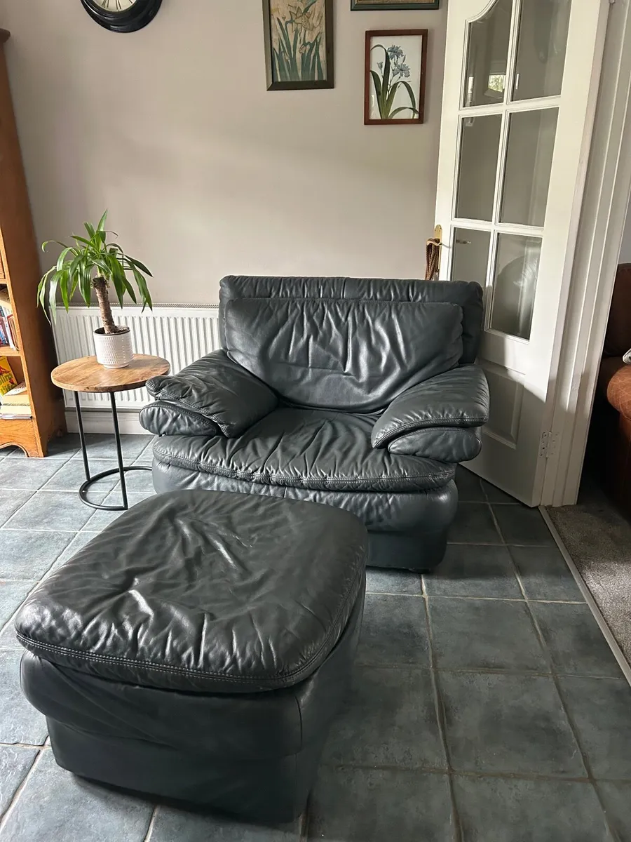 Natuzzi armchair and puff - Image 1