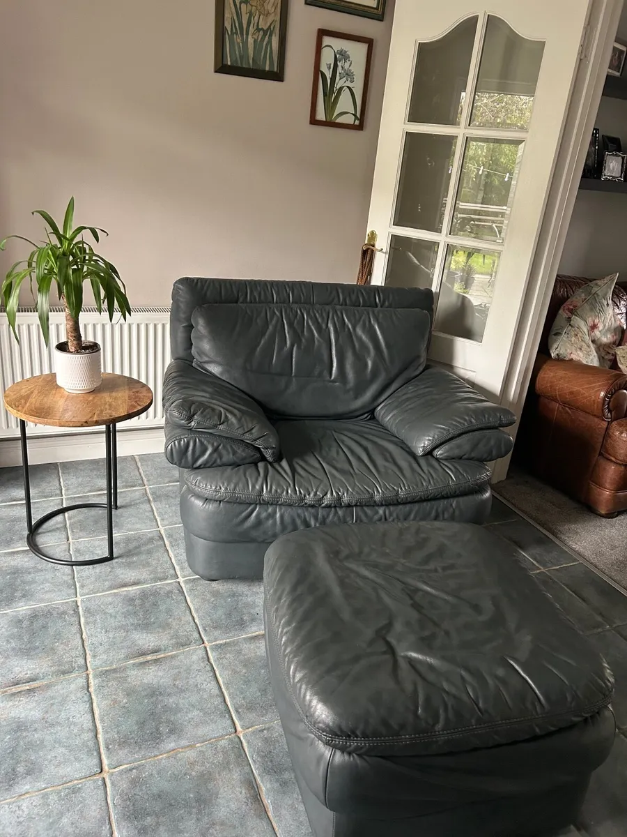 Natuzzi armchair and puff - Image 2