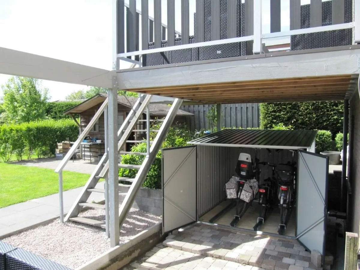 6x6 Steel Grey Bicycle Stores Sheds with Ramps. - Image 4
