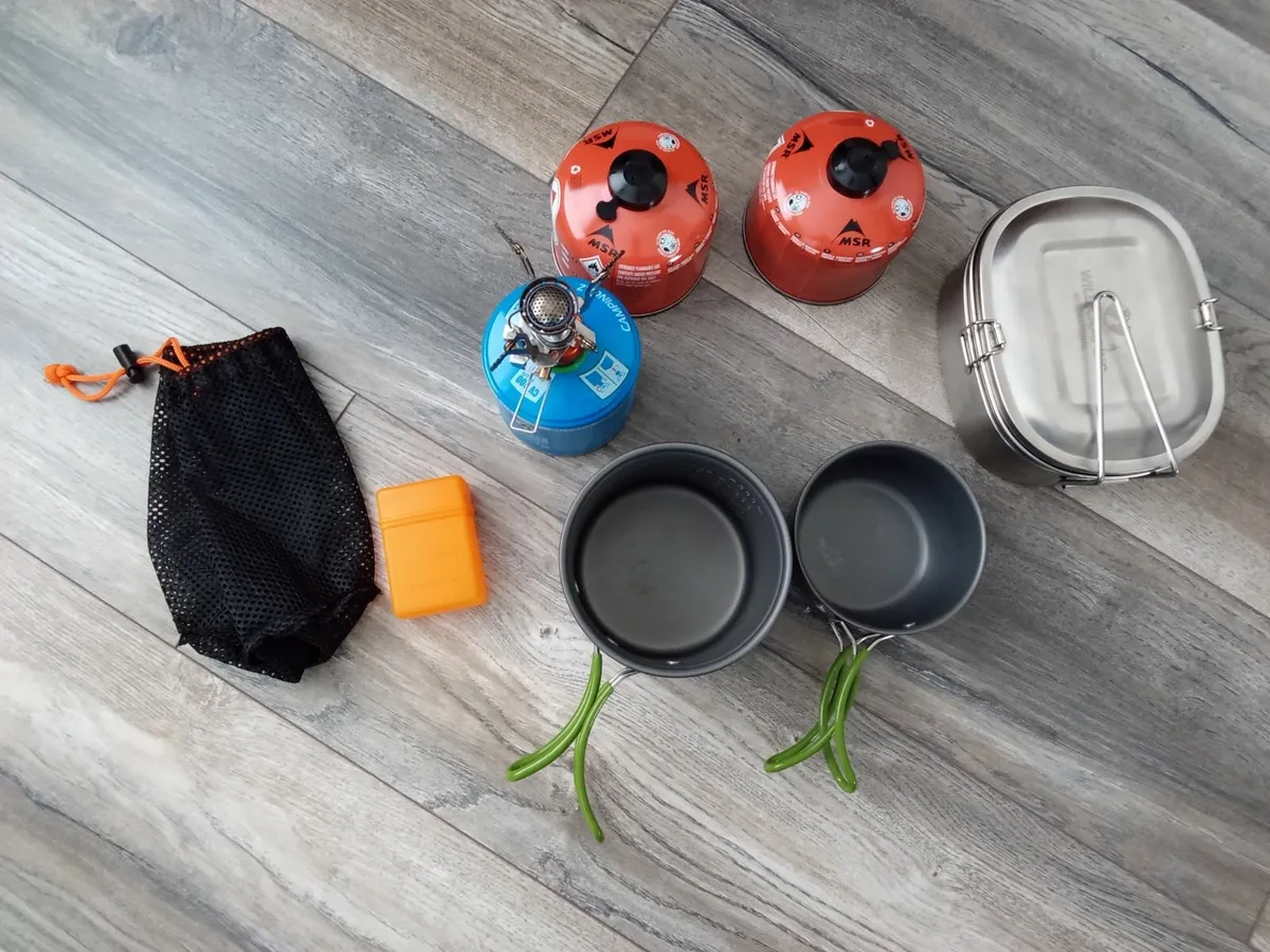 Portable Mini Gas Stove and Cooking Utensils. - Image 1