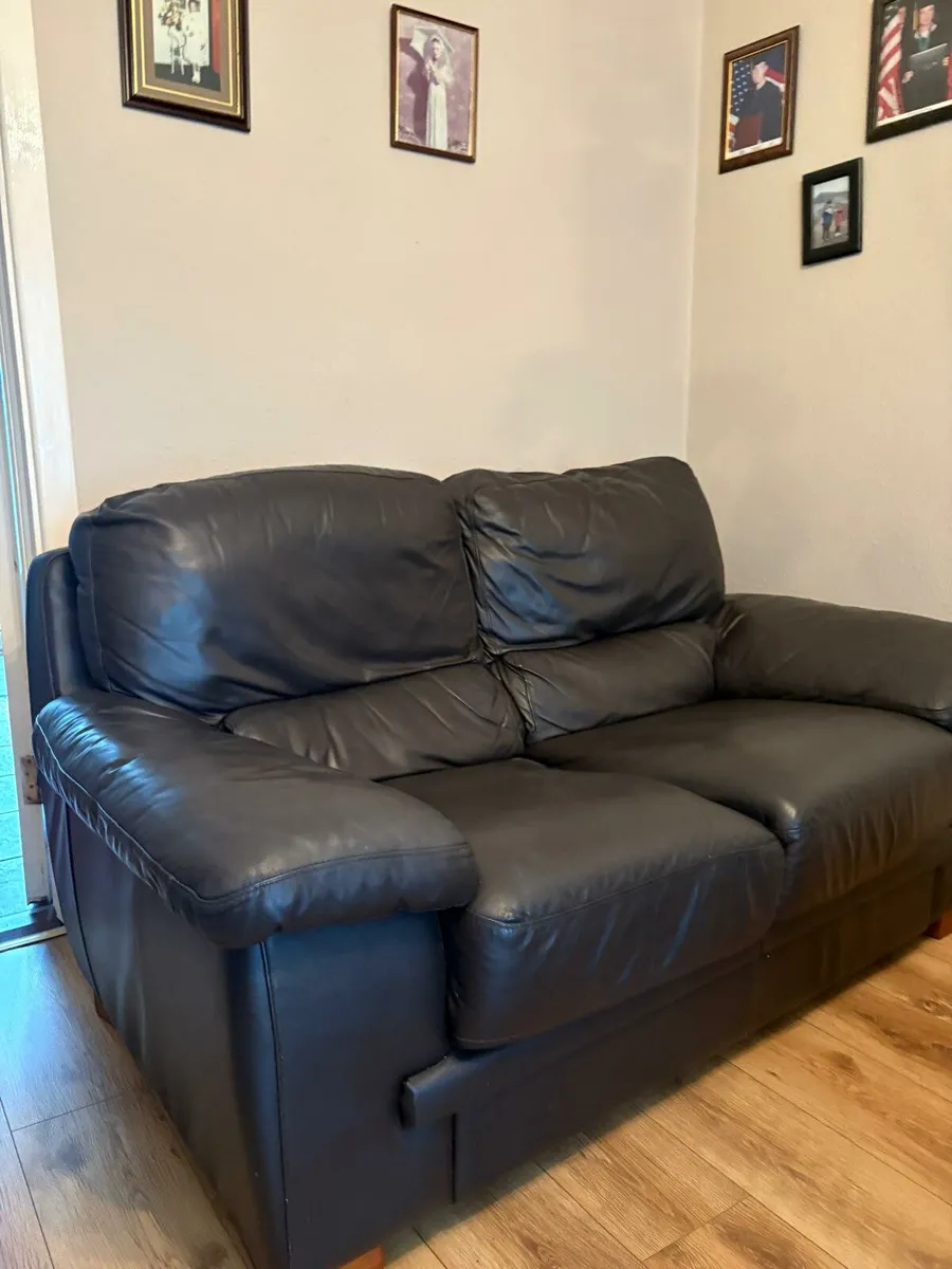 Brown leather 3 and 2 seater plus grey 2 seater - Image 2