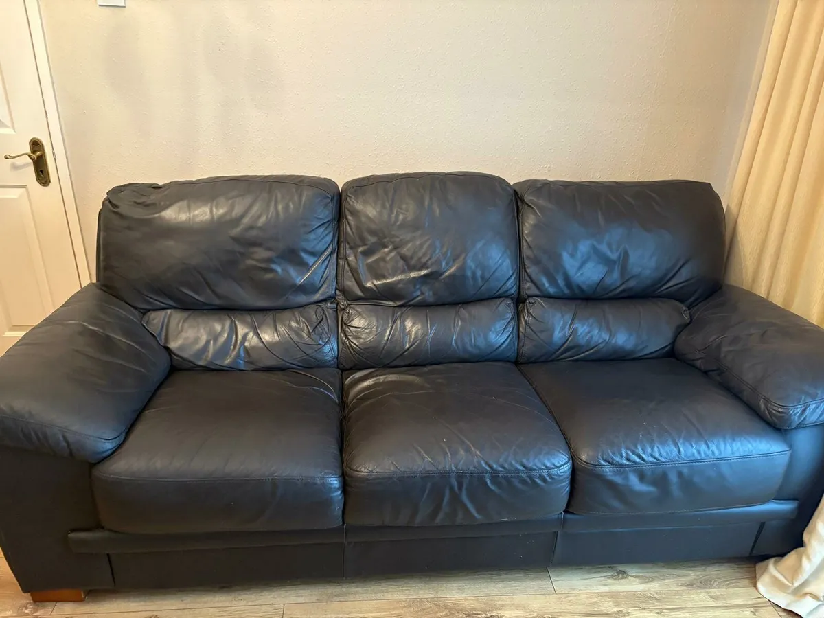 Brown leather 3 and 2 seater plus grey 2 seater - Image 3