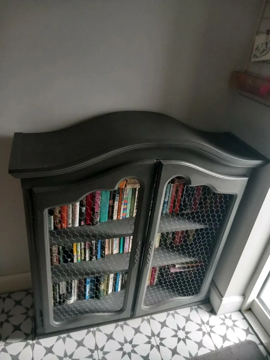 Grey Bookcase, Sideboard, Upcycled, Vintage, Antiq - Image 3