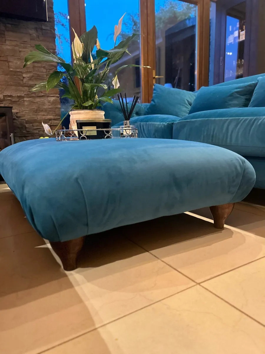 Velvet Sofas - 4 & 3 seater with Footstool - Image 1