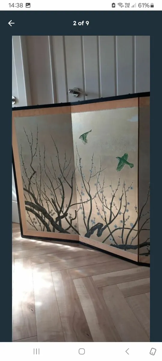 Vintage Japanese panelled silk screen - Image 2