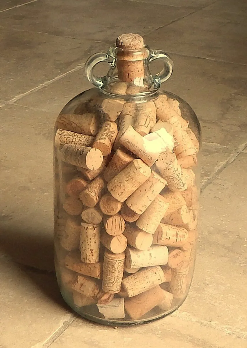 1 Gallon Glass Demijohn filled with Wine Corks - Image 1