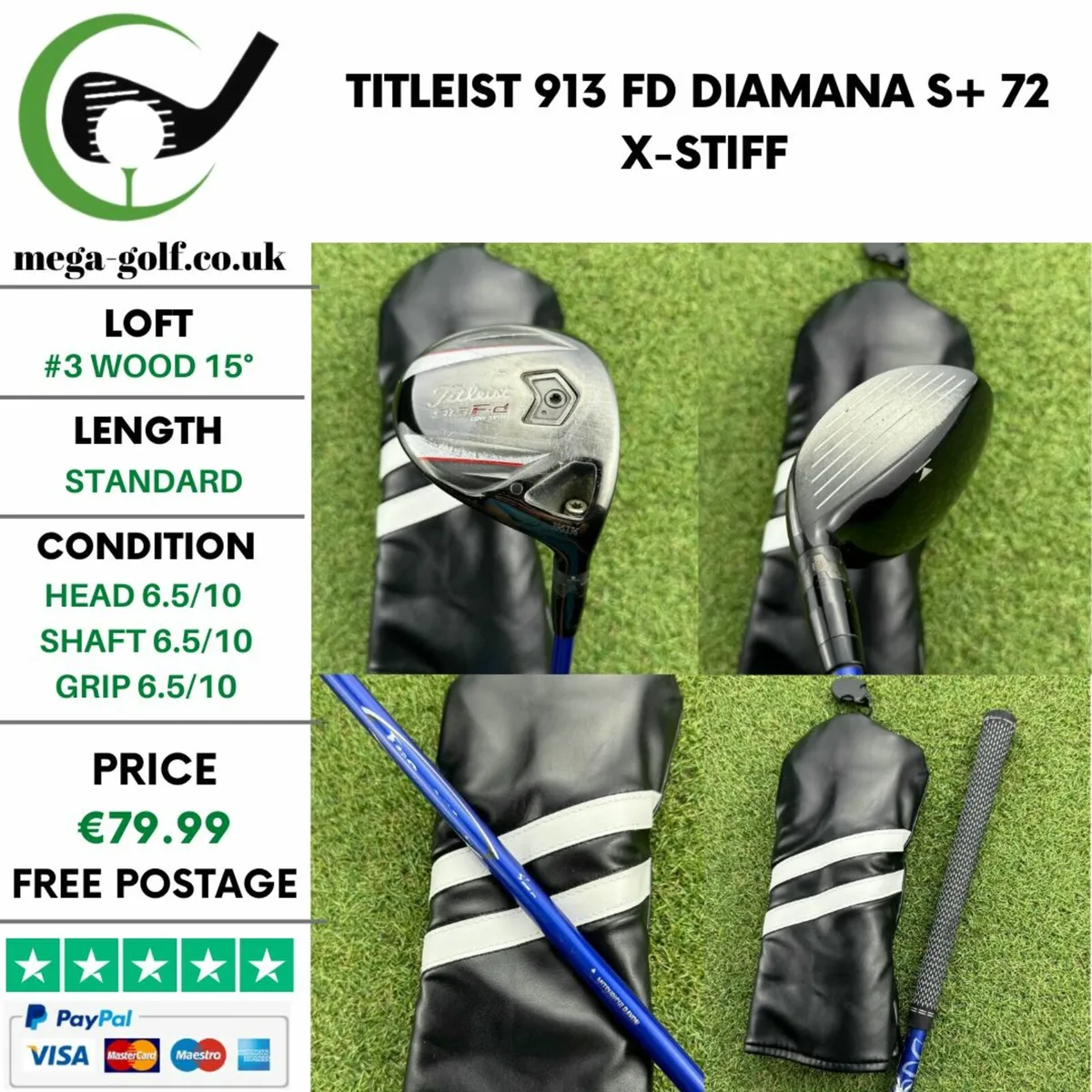 Titleist 913 Fd #3 Wood 15° /Diamana S+ 72 X-Stiff - Image 1