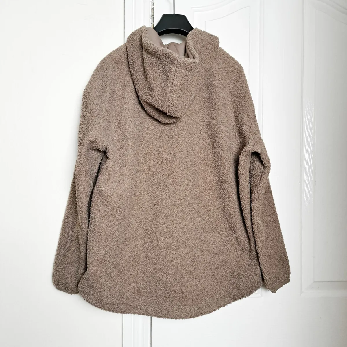 Papaya Brown Taupe Sherpa Half Zip Hoodie M - Image 2