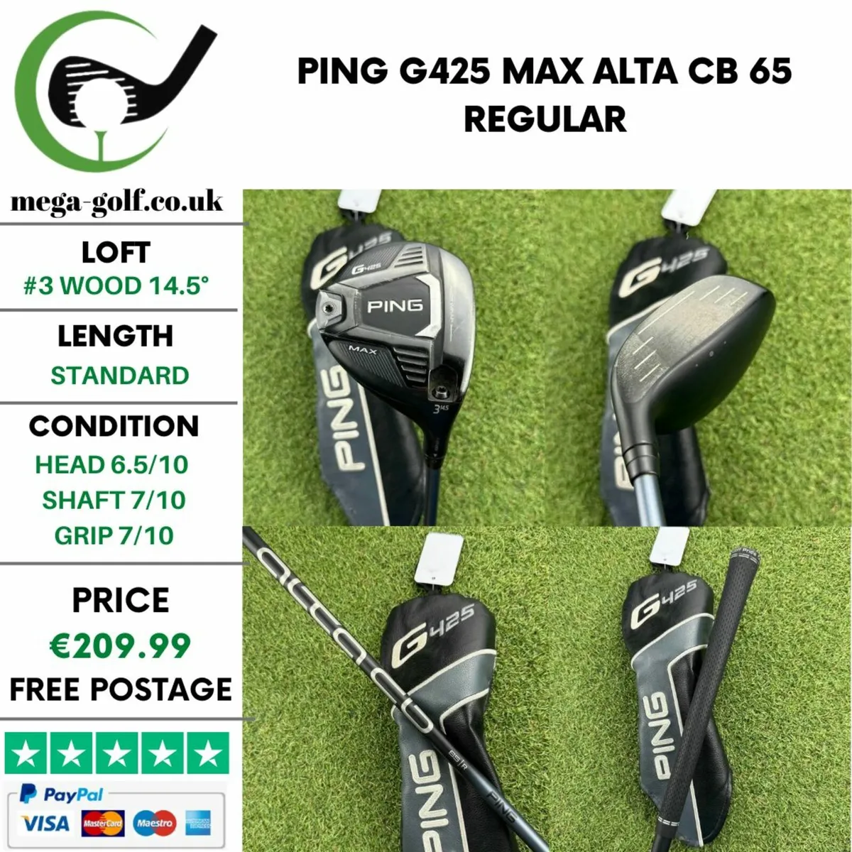Ping G425 Max #3 Wood 14.5° / Alta Cb 65 Regular - Image 1