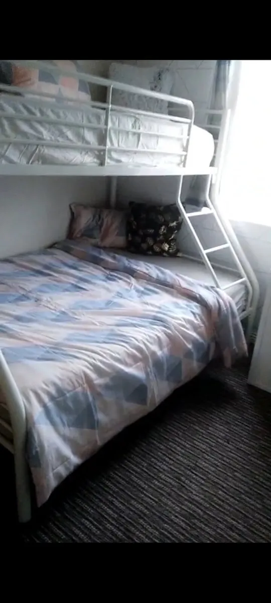 White metal bunk bed