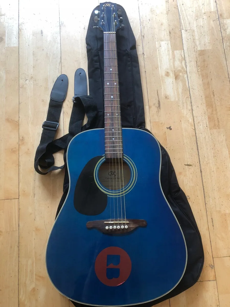 Acoustic Guitar with Case and Strap - Image 1