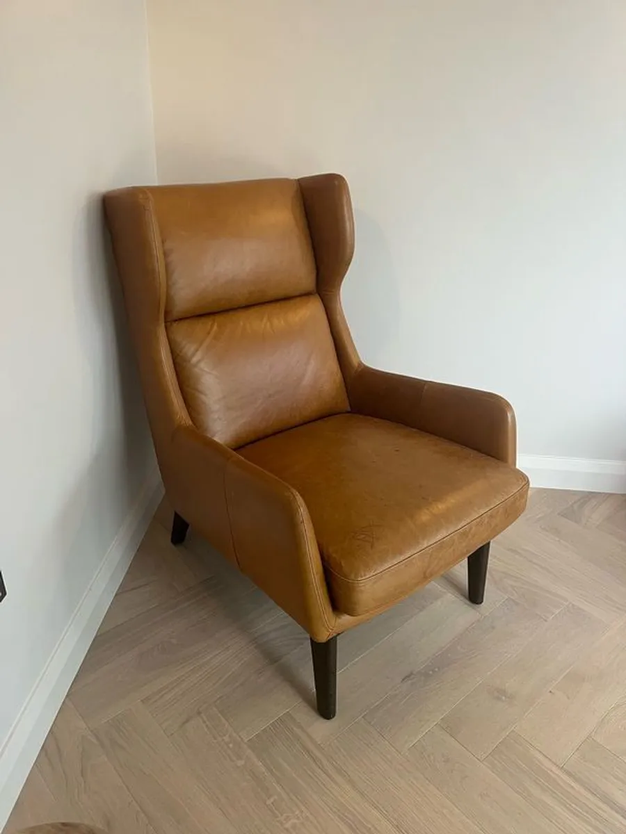 West Elm leather armchair - Image 1