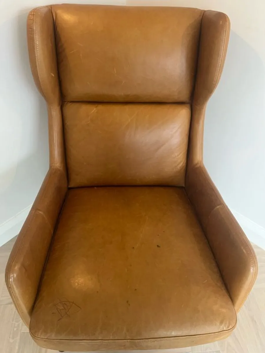 West Elm leather armchair - Image 2