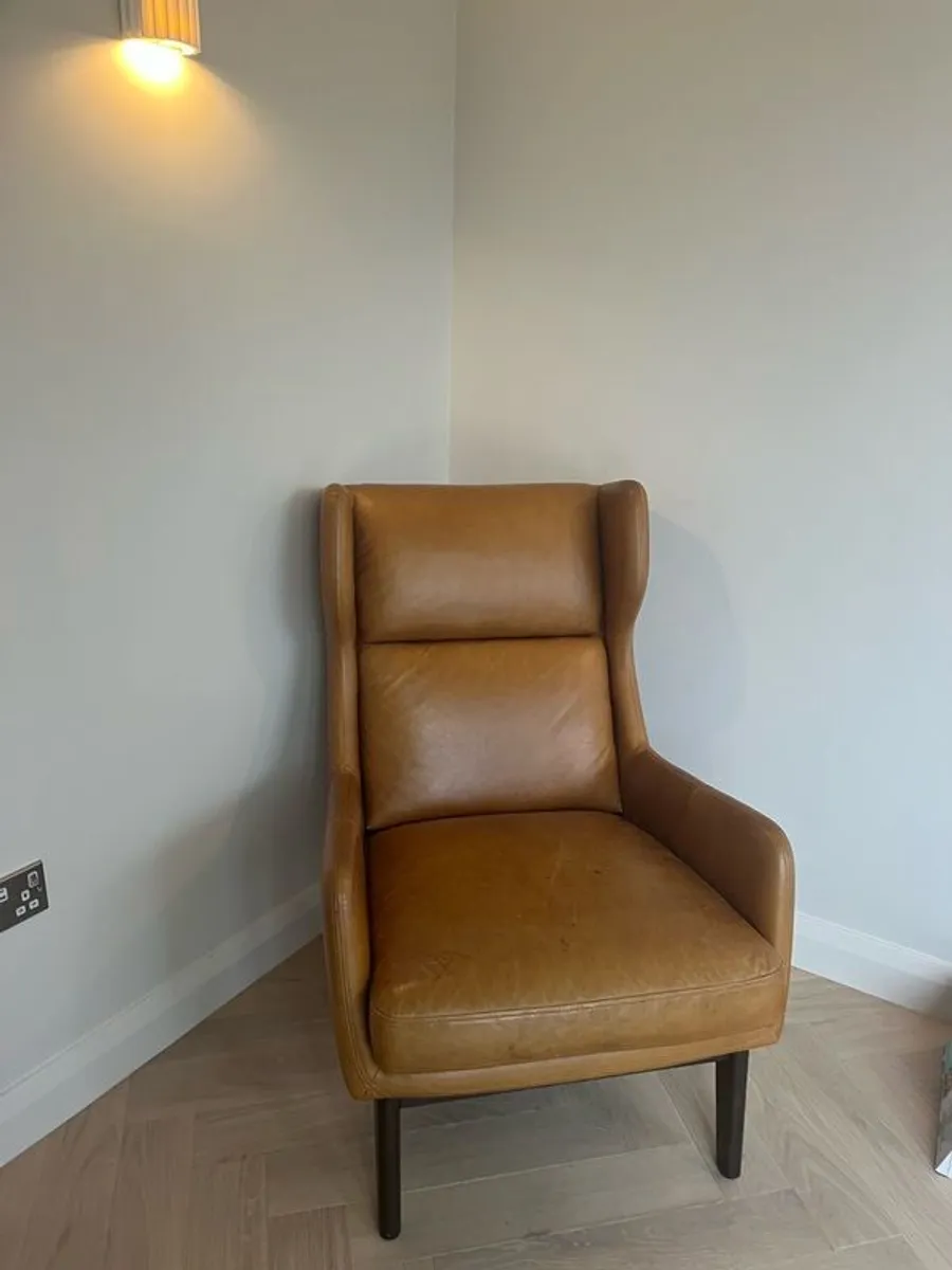 West Elm leather armchair - Image 3