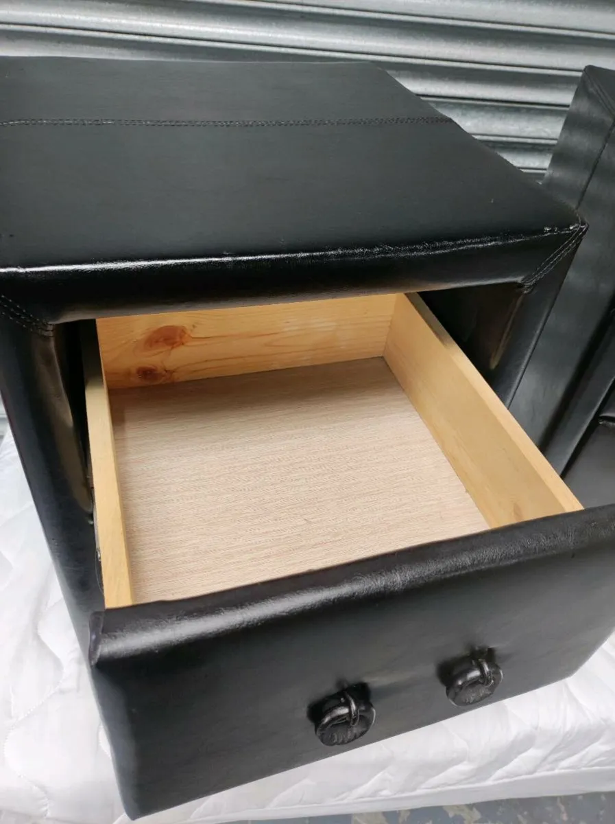 Black leather bedside lockers & bed *delivery - Image 4