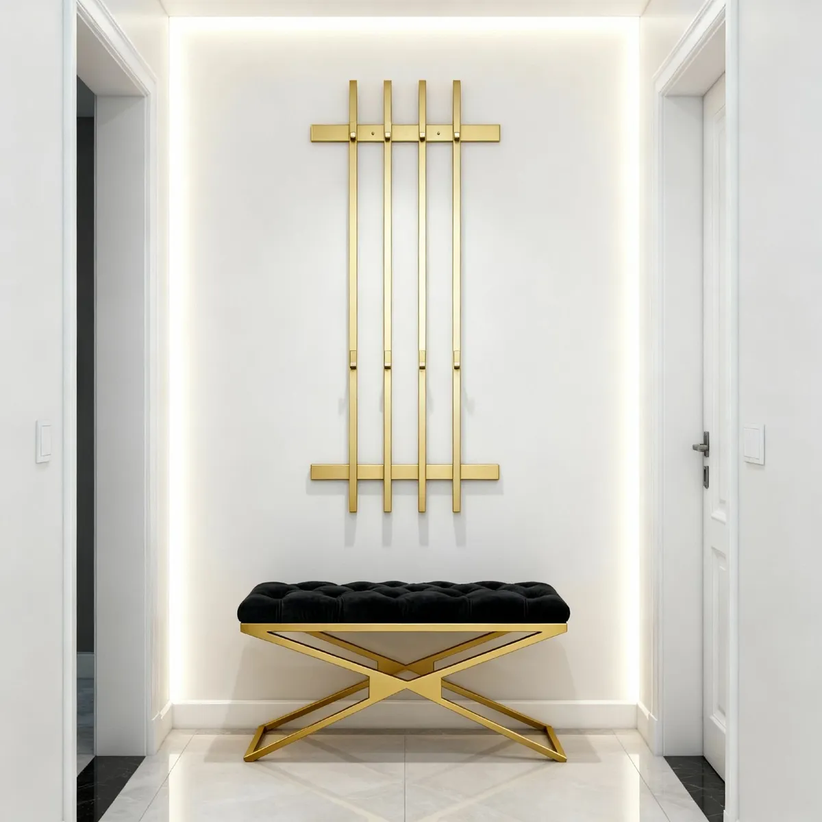 Loft Wall Coat Rack with Slats 40x100 cm, Gold - Image 3