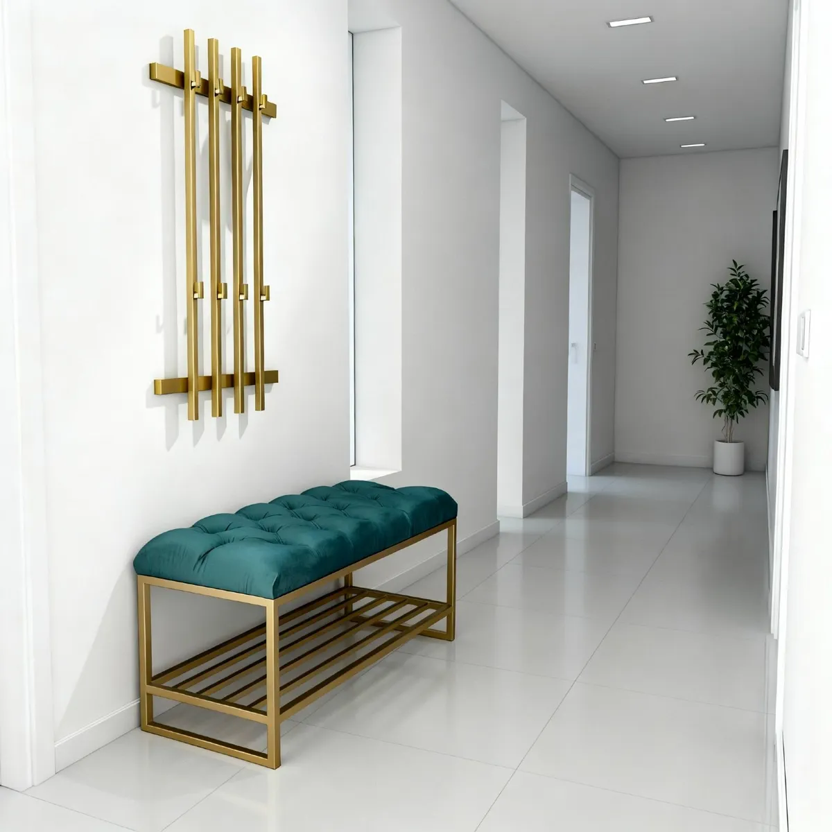 Loft Wall Coat Rack with Slats 40x100 cm, Gold - Image 2