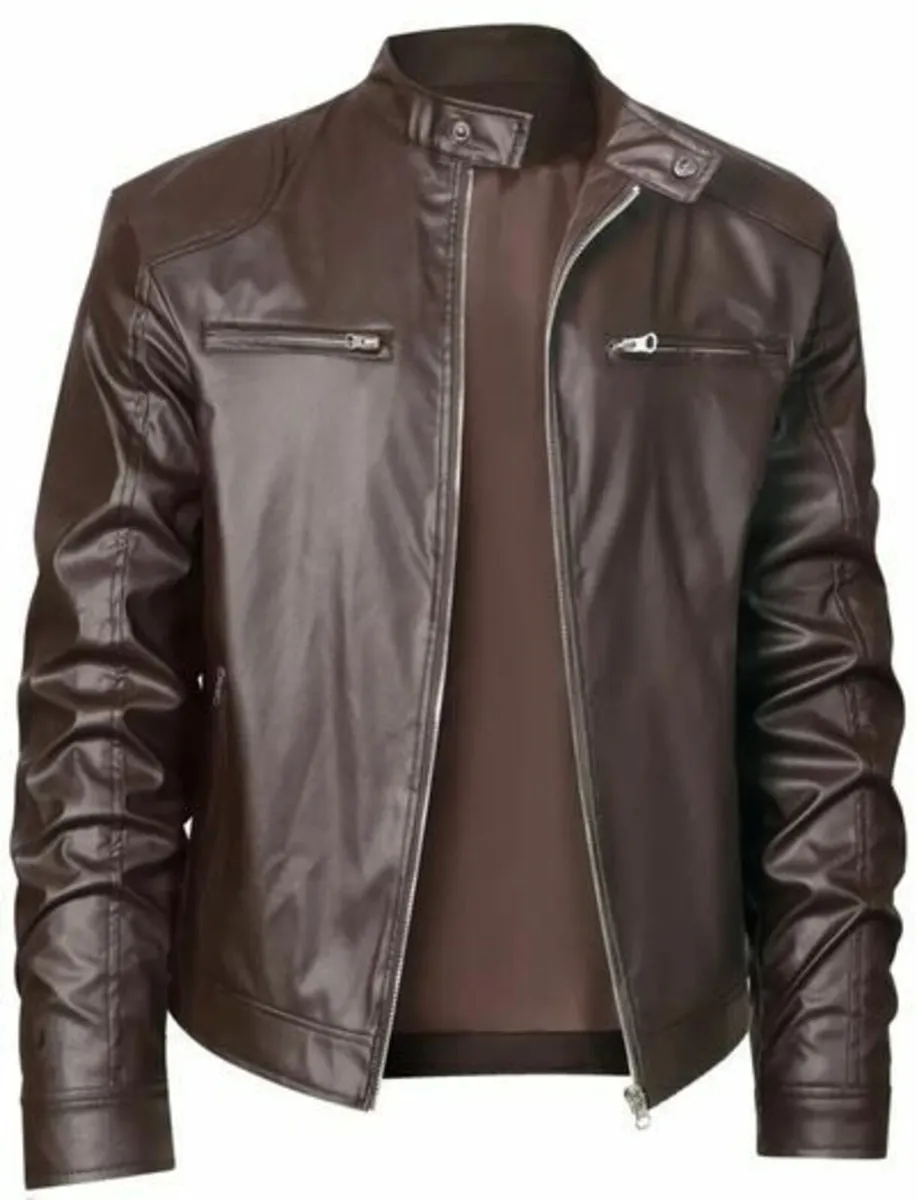 Men leather jacket L-size. - Image 1