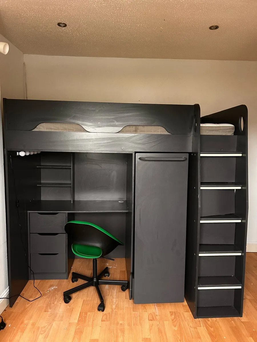High sleeper with desk and pull out wardrobe - Image 1